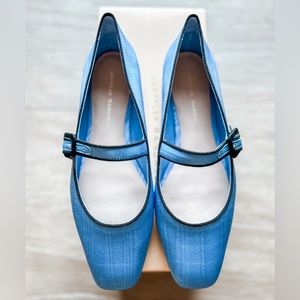 NWT Loeffler Randall Ginger Blue Moire Mary Jane Size 8